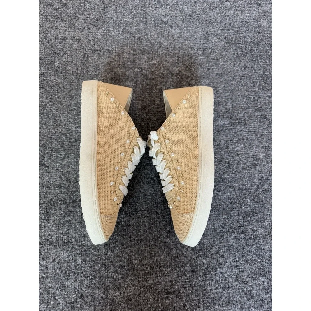STUART WEITZMAN NATURAL/TAN VERSATILE EMBELLISHED PLATFORM SNEAKERS/MULES SZ‎ 7
